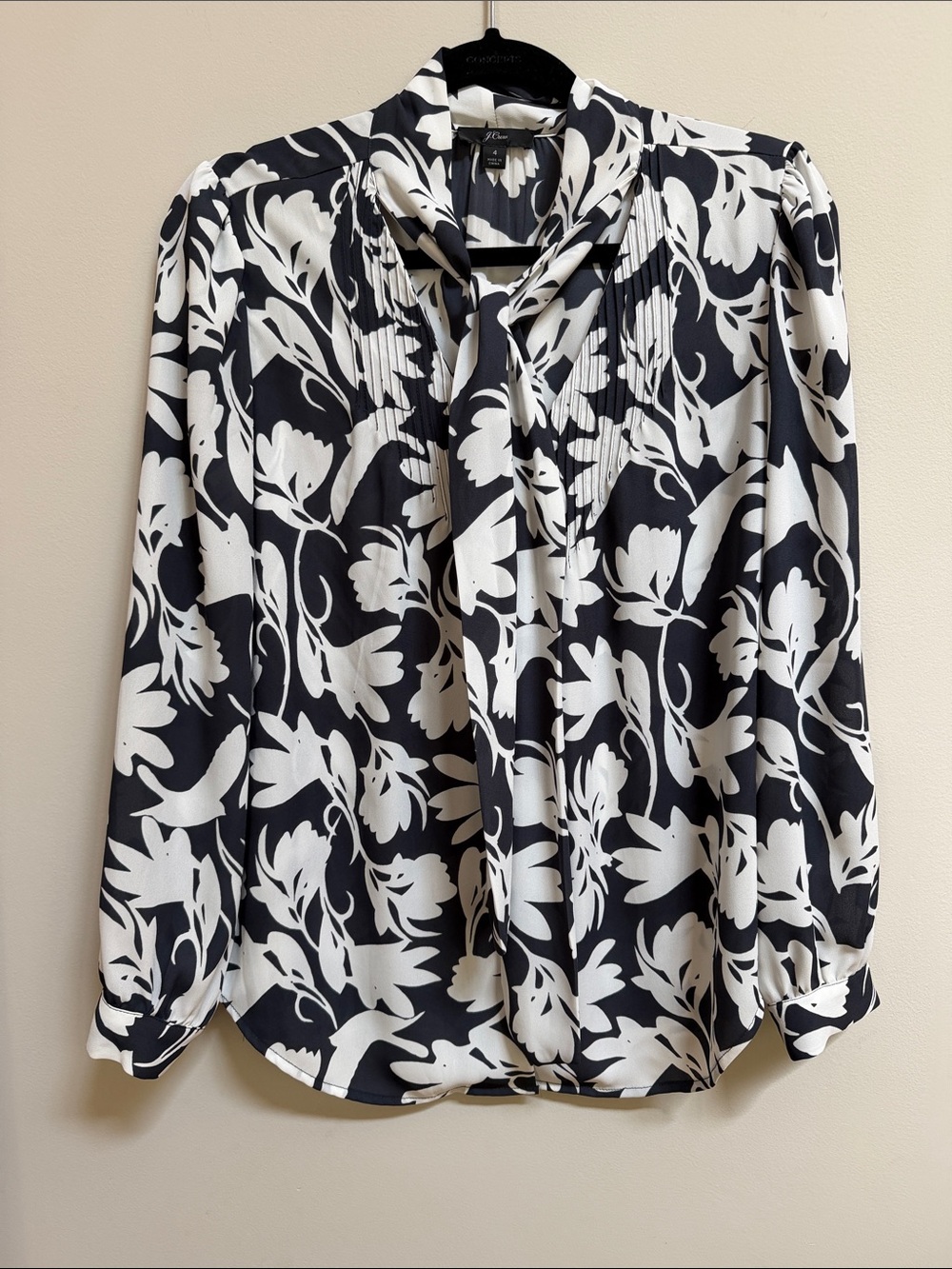 J. Crew Floral Tie-Neck Blouse